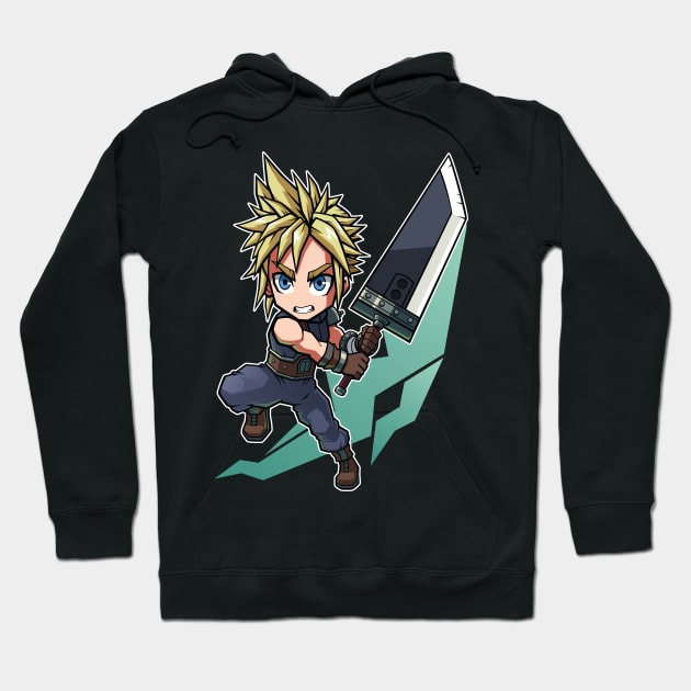 Cloud Strife FF7 Remake Chibi Hoodie by Xar623